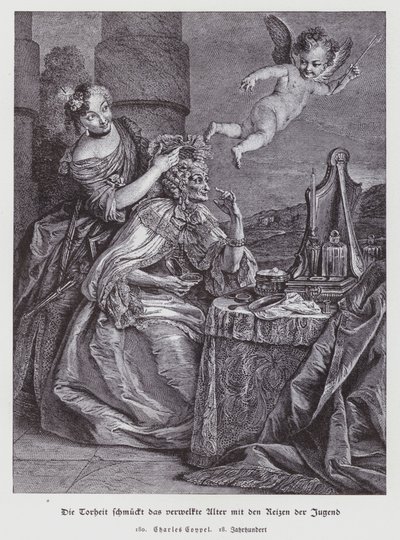 Narrheit schmückt das verwelkte Alter mit den Zierden der Jugend von Charles Antoine (after) Coypel