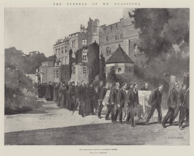 Die Beerdigung von Mr. Gladstone, der Prozession verlässt Schloss Hawarden von Charles Auguste Loye