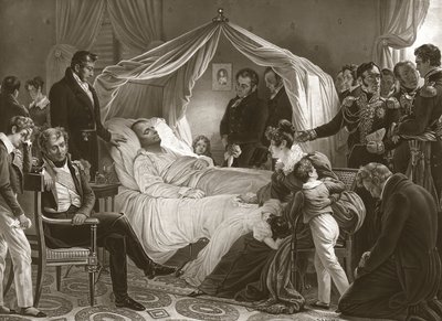 Napoleon auf seinem Sterbebett, 5. Mai 1821 von Charles Auguste after Steuben