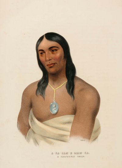 A-NA-CAM-E-GISH-CA. Ein CHIPPEWA-HÄUPTLING, aus Geschichte der Indianerstämme Nordamerikas von Charles Bird King