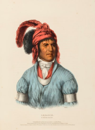 LEDAGIE. Ein Creek-Häuptling, aus Geschichte der Indianerstämme Nordamerikas von Charles Bird King