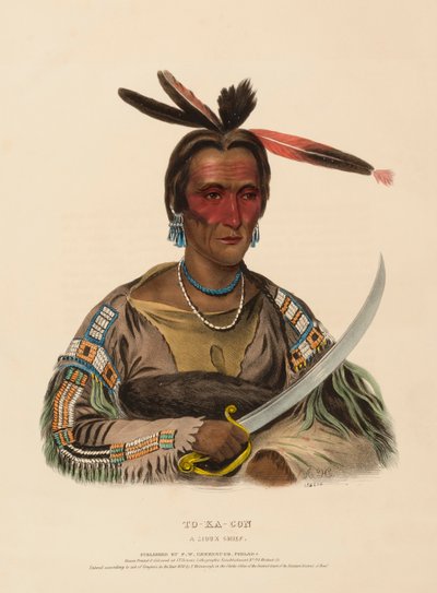 TO-KA-CON. Ein Sioux-Häuptling, aus Geschichte der Indianerstämme Nordamerikas von Charles Bird King
