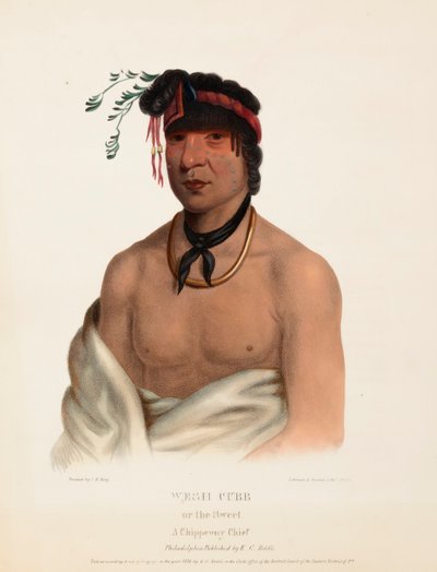 WESH-CUBB. Ein Chippewa-Häuptling, aus Geschichte der Indianerstämme Nordamerikas von Charles Bird King