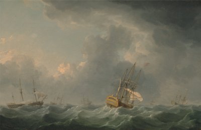 Englische Schiffe vor einem Sturm von Charles Brooking