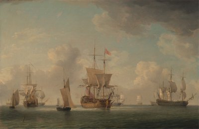 Englische Schiffe unter Segel bei sehr leichtem Wind von Charles Brooking