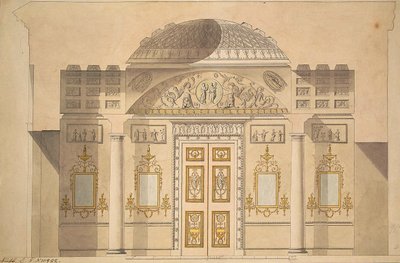 Erhebung der Spiegelwand im Jaspis-Studierzimmer des Achat-Pavillons in Zarskoje Selo von Charles Cameron