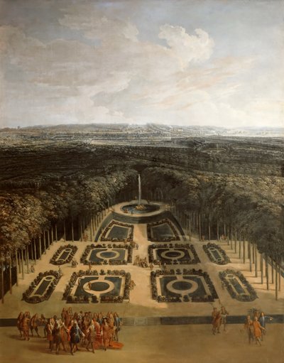 Promenade von Ludwig XIV. in den Gärten des Grand Trianon von Charles Chastelain