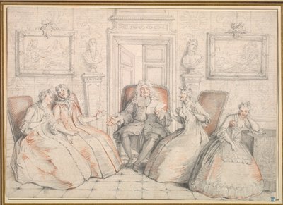 Trissotin liest Philaminte, Bélise und Armande vor, wahrscheinlich ca. 1725-1726 von Charles Coypel