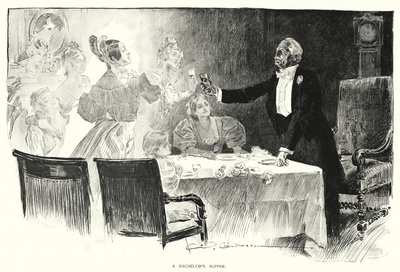 Abendessen eines Junggesellen (Lithografie) von Charles Dana Gibson
