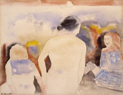Unbetitelt: Frau mit schwarzen Haaren und zwei Kindern von Charles Demuth