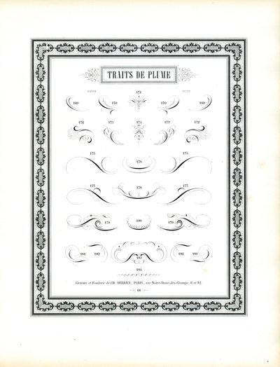 Kalligraphische Federverzierungen - Traits de Plume von Charles Derriey