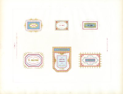 Sammlung von Geschäftsetiketten von Charles Derriey