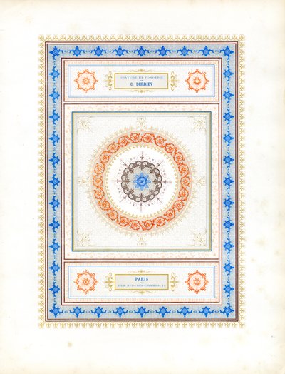 Konzentrische ornamentale Komposition mit typografischen Elementen von Charles Derriey