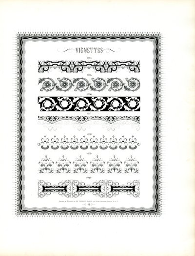 Kontinuierliche dekorative Bordüren im klassischen Stil von Charles Derriey
