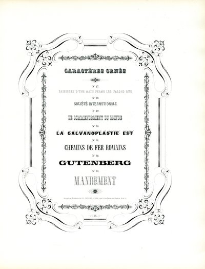 Dekorierte Schriftarten mit geschwungenem Rahmen von Charles Derriey