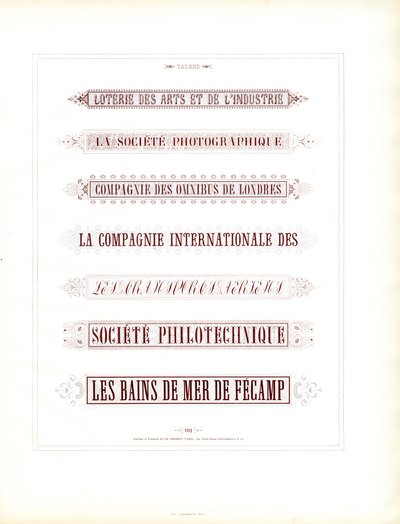 Dekorative Titelkartuschen für Geschäftsdokumente von Charles Derriey