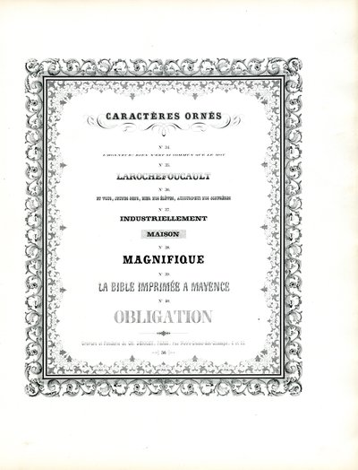 Dekorative Schriftarten mit doppeltem Zierrahmen von Charles Derriey