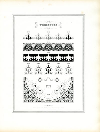 Dekorative Vignetten und Randelemente von Charles Derriey