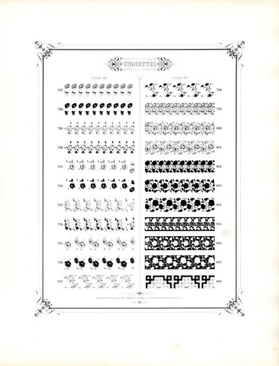 Florale und geometrische Ornamente für Buchdruck von Charles Derriey