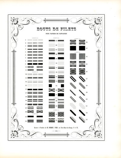 Ornamentale Linienelemente für dekorative Papiere von Charles Derriey