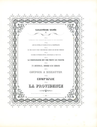 Ornamentale Schriftarten mit dekorativem Rahmen von Charles Derriey