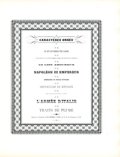 Ornamentale Schriftarten mit dekorativem Rahmen von Charles Derriey