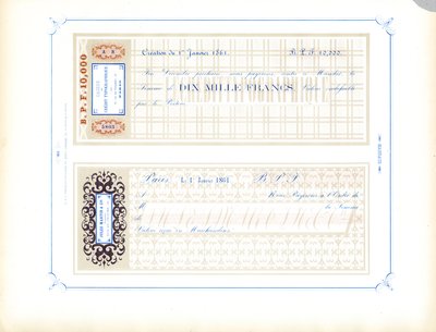 Muster für Schuldscheine und Zahlungsanweisungen von Charles Derriey