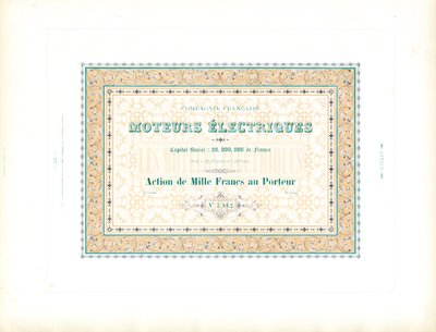 Aktienzertifikat "Elektromotoren" von Charles Derriey
