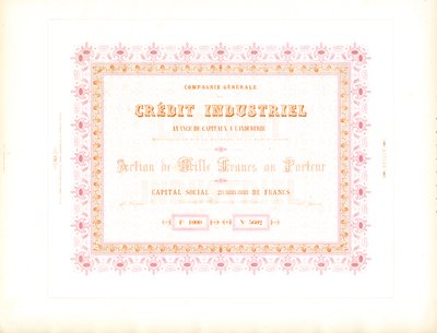Aktienzertifikat "Industriekredit" von Charles Derriey