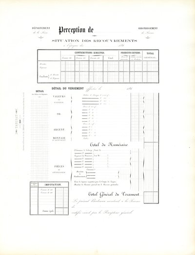 Steuerformular für Behörden von Charles Derriey