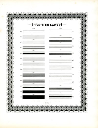 Typografische Linienelemente - Filets en Lames, Zweite Serie von Charles Derriey