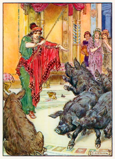 "Verschwinde in deinen Stall!" rief die Zauberin von Charles Edmund (after) Brock