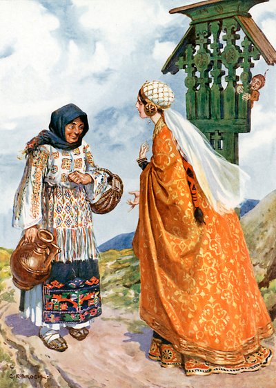 Die Prinzessin bat sie, die Bauernkleidung gegen ihr königliches Gewand zu tauschen von Charles Edmund (after) Brock