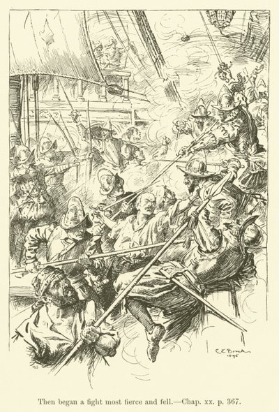 Illustration für Westward Ho! von Charles Kingsley (Gravur) von Charles Edmund Brock
