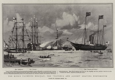 Die Yachting-Ferien des Königs, die Victoria und Albert verlassen Portsmouth von Charles Edward Dixon