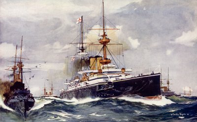 Die Majestic. Flaggschiff des Kanalgeschwaders, 1901 von Charles Edward Dixon