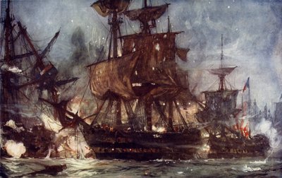 Die Majestic in der Schlacht am Nil, 1798 von Charles Edward Dixon