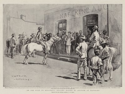 Auf dem Weg nach Bulawayo, Verkauf von Pferden durch Auktion in Mafeking von Charles Edwin Fripp