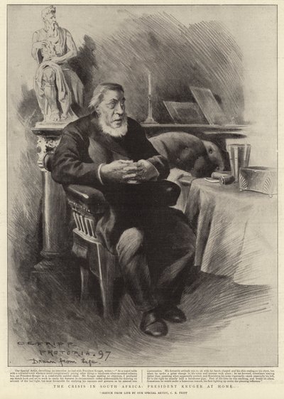 Die Krise in Südafrika, Präsident Kruger zu Hause von Charles Edwin Fripp