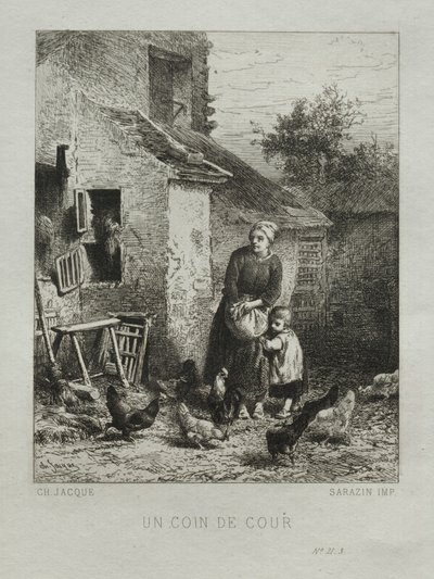 Eine Ecke des Hofes von Charles Emile Jacque