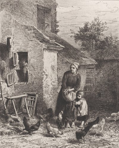 Ecke des Hofes, 1864 von Charles Emile Jacque