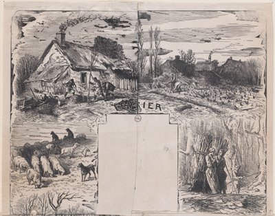 Februar aus Album rustikaler Motive, 1859 von Charles Emile Jacque