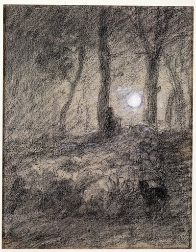 Schafherde im Mondlicht von Charles Emile Jacque