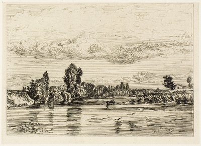 Landschaft bei Asnières von Charles Emile Jacque