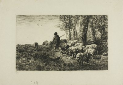 Mann mit Schweineherde von Charles Emile Jacque