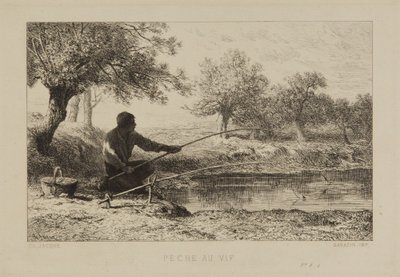 Peche au Vif/Fischen von Charles Emile Jacque