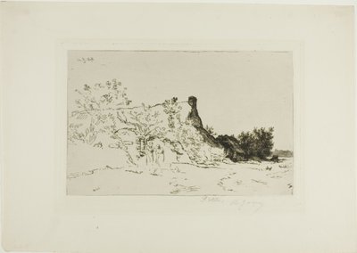 Das große strohgedeckte Cottage, Kercassier von Charles Emile Jacque