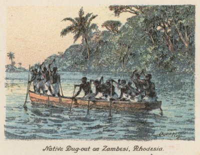 Südafrika: Einheimisches Einbaum auf dem Sambesi, Rhodesien von Charles Ernest Peers