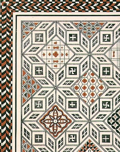 Entwurf eines Mosaikbodens, entdeckt in Nimes, wahrscheinlich 2. oder 3. Jahrhundert, veröffentlicht von Day & Son von Charles Felix Marie (after) Texier