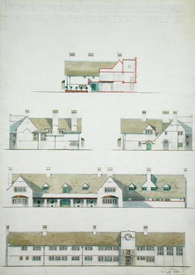 Vorgeschlagenes Haus in Higham Woodford, Essex für Lady Henry Somerset von Charles Francis Annesley Voysey